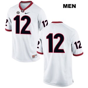 Men's Georgia Bulldogs NCAA #12 Christian Kerut Nike Stitched White Authentic No Name College Football Jersey CVF7054NV